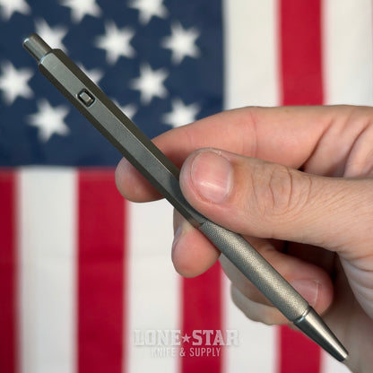 The Back Door: Tactile Turn Anso Pen - Stonewashed Titanium, Side Click, 5.3" - Made in USA (10-JA2-TTM-STW) (Return)