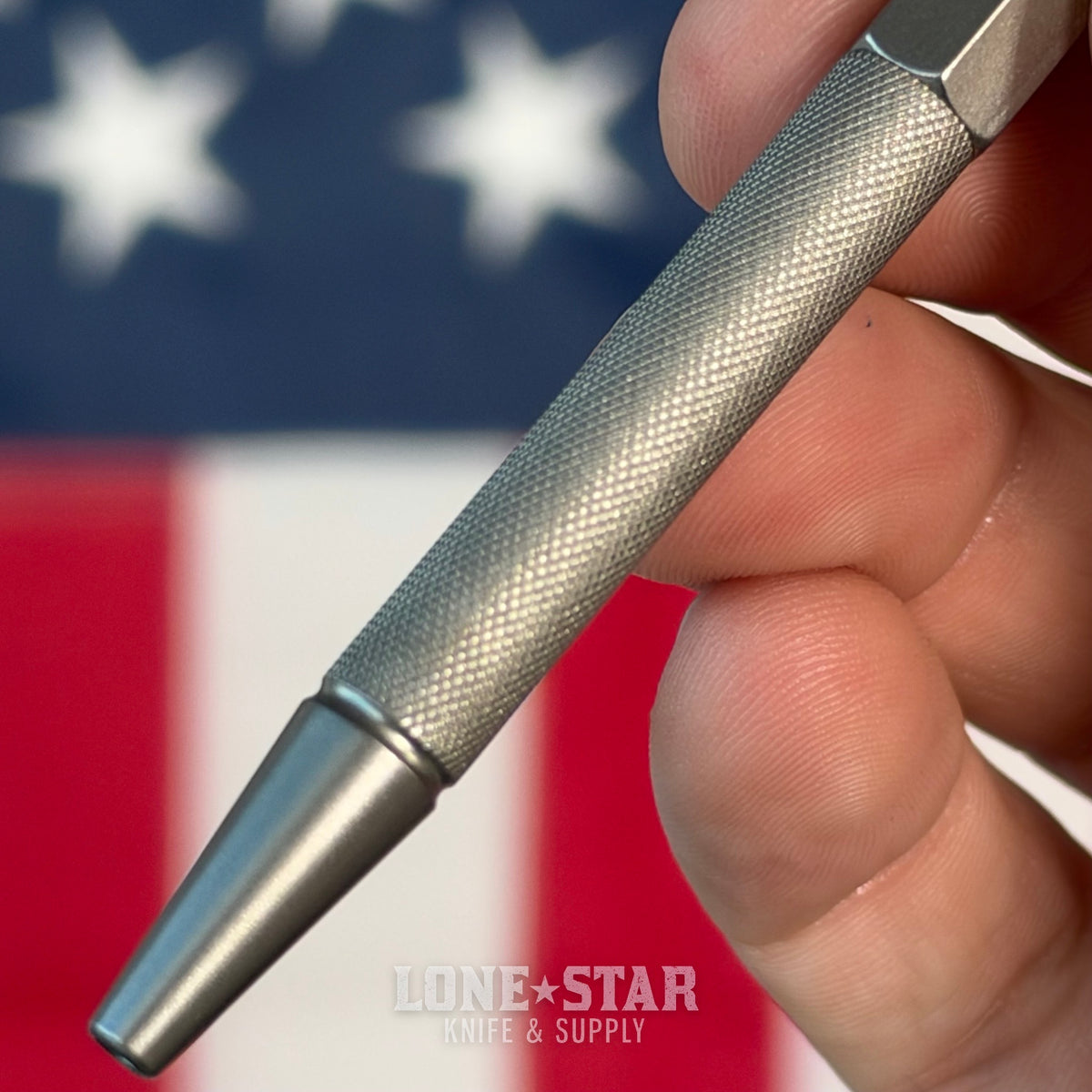 The Back Door: Tactile Turn Anso Pen - Stonewashed Titanium, Side Click, 5.3" - Made in USA (10-JA2-TTM-STW) (Return)
