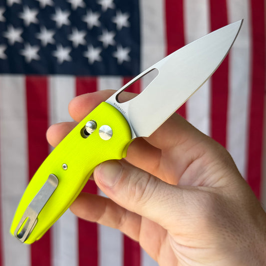 TRM BULLDOG Rev B 2.95" River-LOK – Safety Yellow G10 3D, MagnaCut – Made in USA