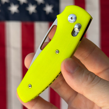 TRM BULLDOG Rev B 2.95" River-LOK – Safety Yellow G10 3D, MagnaCut – Made in USA