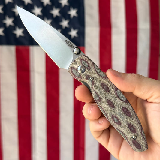 TRM ATOM 3.5" Linerlock – Python Micarta 3D Contoured, MagnaCut Tumbled – Made in USA