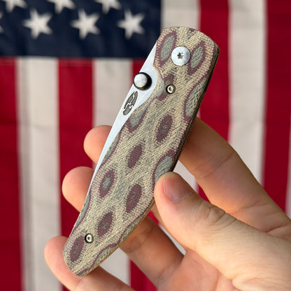 TRM ATOM 3.5" Linerlock – Python Micarta 3D Contoured, MagnaCut Tumbled – Made in USA