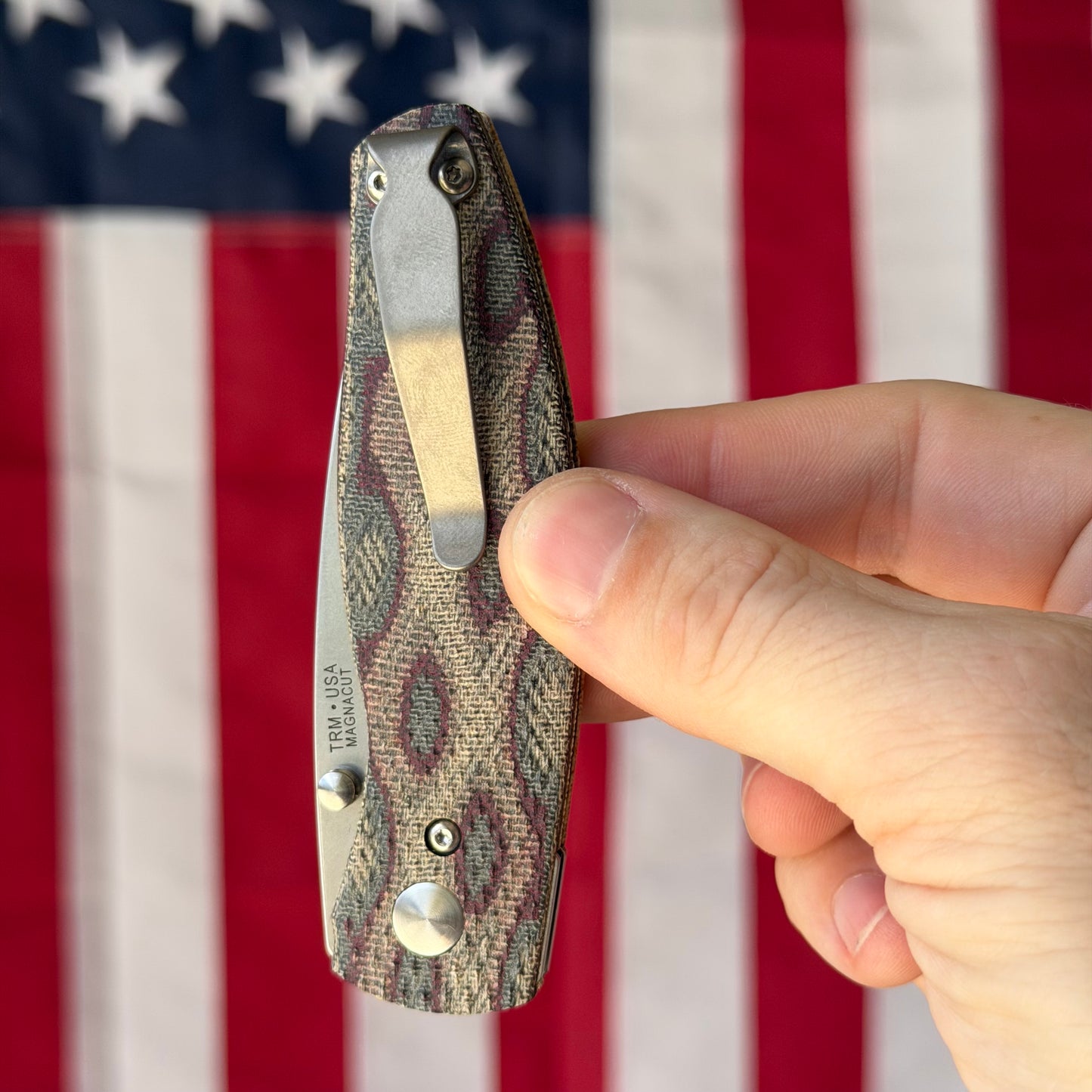 TRM NEUTRON 2 3" Linerlock – Python Micarta Lizard Skin 3D, MagnaCut Tumbled – Made in USA