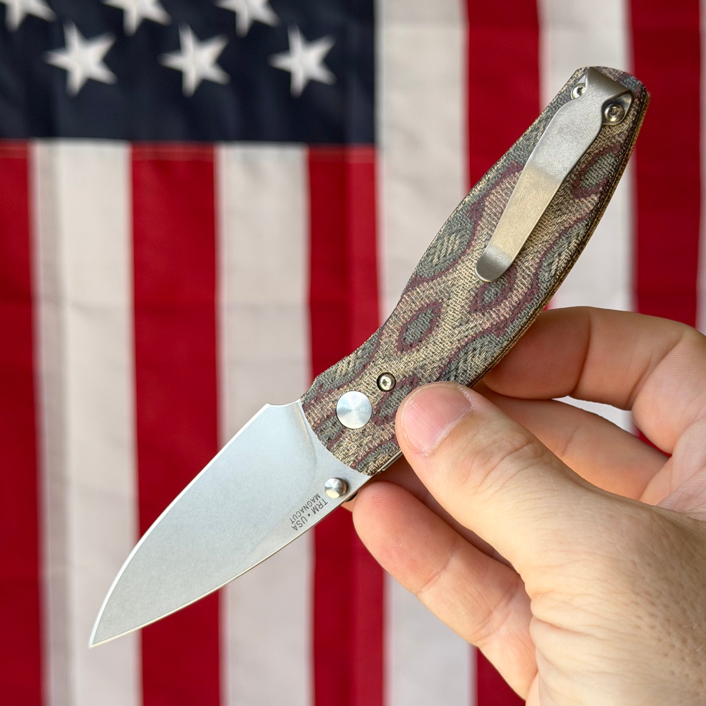 TRM NEUTRON 2 3" Linerlock – Python Micarta Lizard Skin 3D, MagnaCut Tumbled – Made in USA