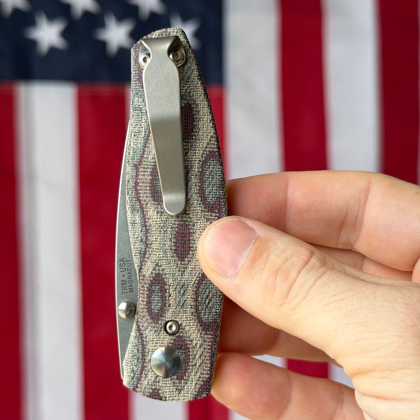 TRM NEUTRON 2 3" Linerlock – Python Micarta 3D Contoured, MagnaCut Tumbled – Made in USA