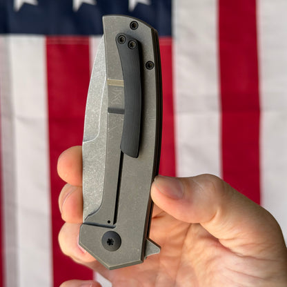 MC MF-3 3.43" Frame Lock Flipper – Nitro-V, Tumbled Titanium, Black Ti Hardware – Made in USA