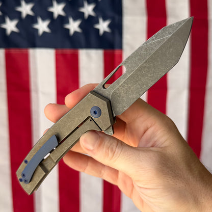 MC MF-3 3.43" Frame Lock Flipper – S30V, Distressed Bronze Titanium Handle – Made in USA