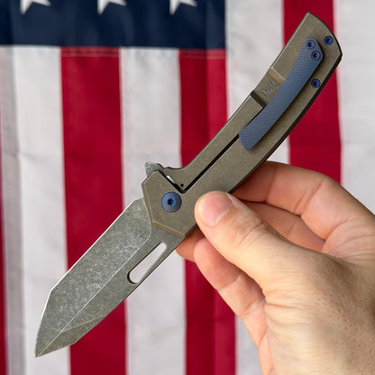 MC MF-3 3.43" Frame Lock Flipper – S30V, Distressed Bronze Titanium Handle – Made in USA