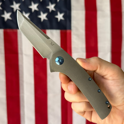 MC MF-X 3.43" Frame Lock Flipper – S30V, Contoured Titanium Handle – Made in USA