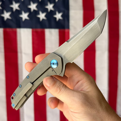MC MF-X 3.43" Frame Lock Flipper – S30V, Contoured Titanium Handle – Made in USA