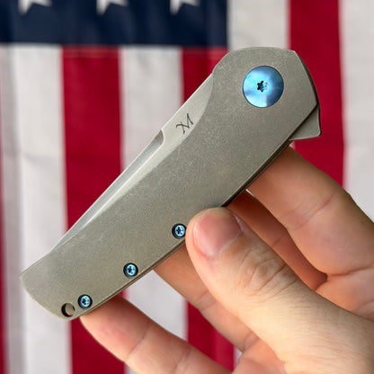 MC MF-X 3.43" Frame Lock Flipper – S30V, Contoured Titanium Handle – Made in USA