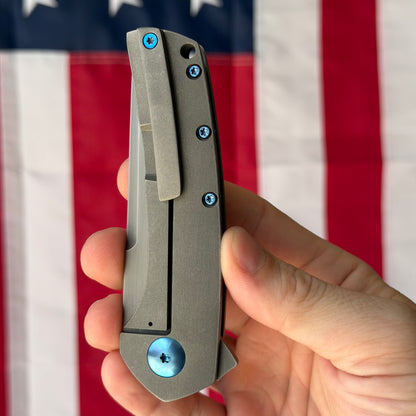 MC MF-X 3.43" Frame Lock Flipper – S30V, Contoured Titanium Handle – Made in USA
