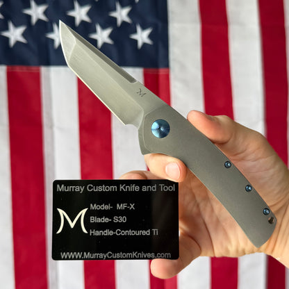 MC MF-X 3.43" Frame Lock Flipper – S30V, Contoured Titanium Handle – Made in USA
