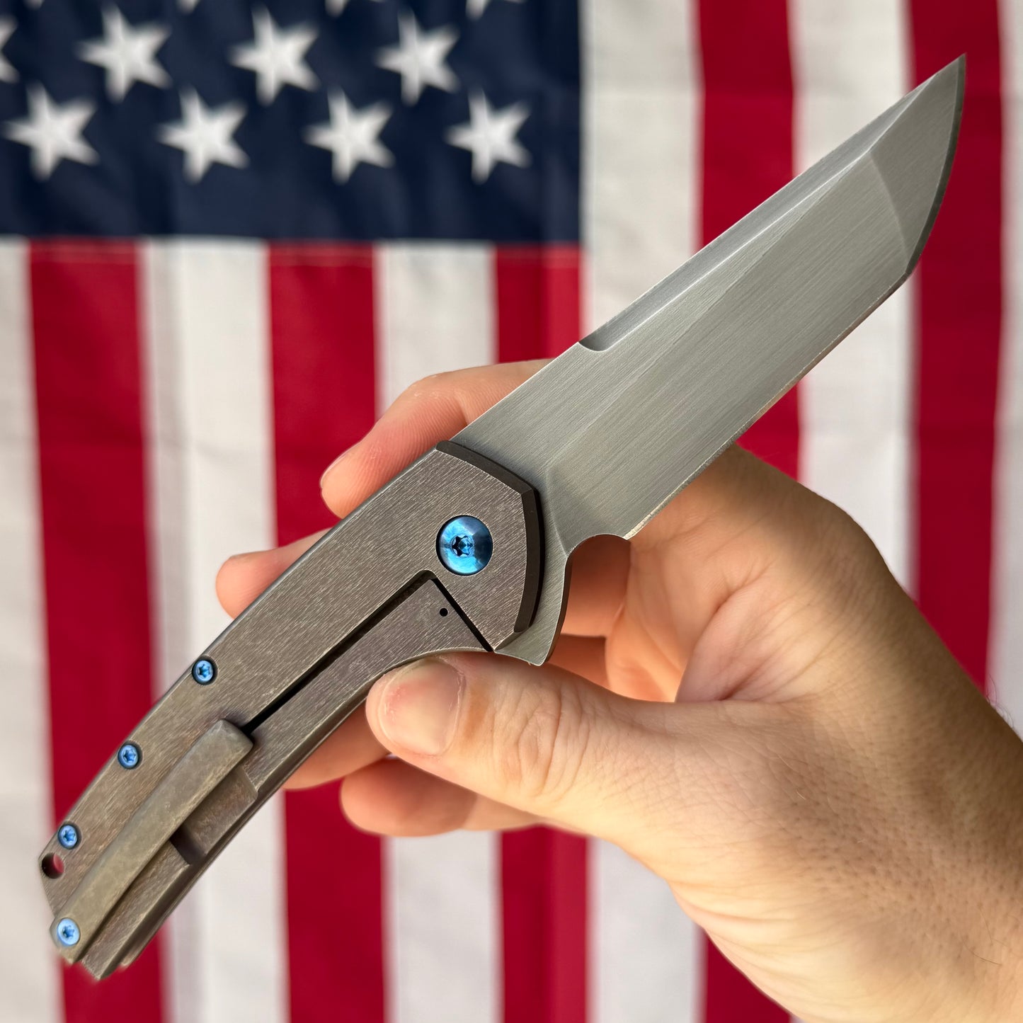 MC MF-X 3.43" Frame Lock Flipper – S30V, Distressed Bronze Titanium Handle – Made in USA