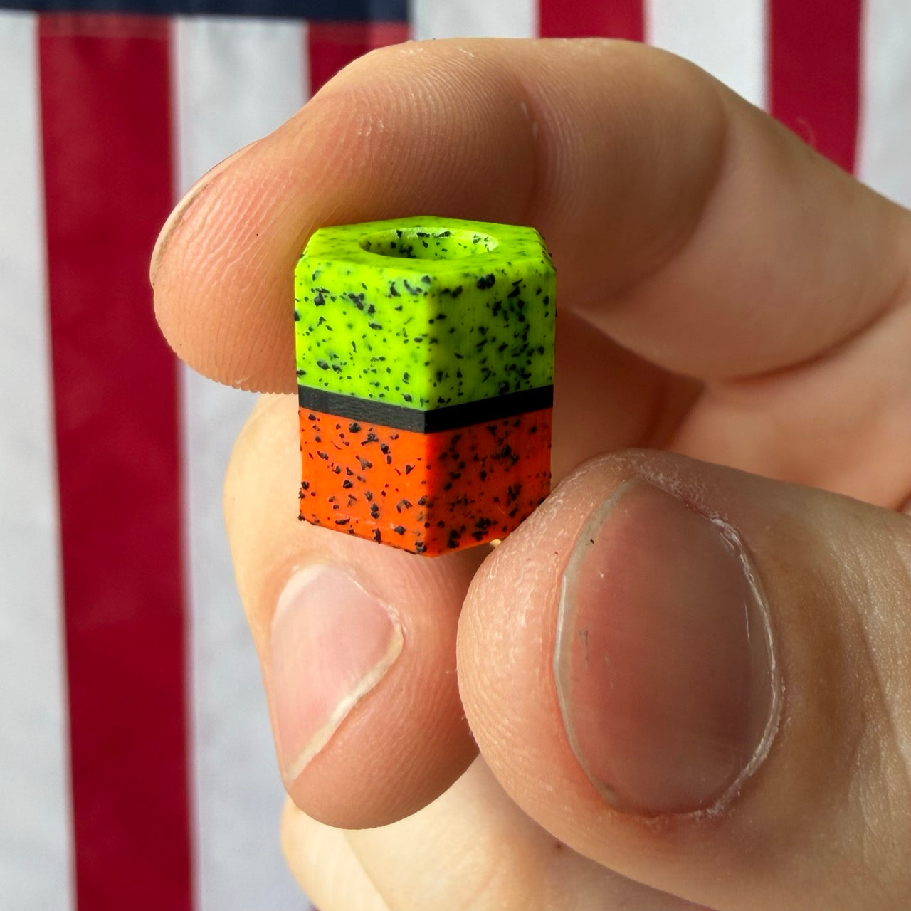 NET Hex Lanyard Bead - Green & Orange