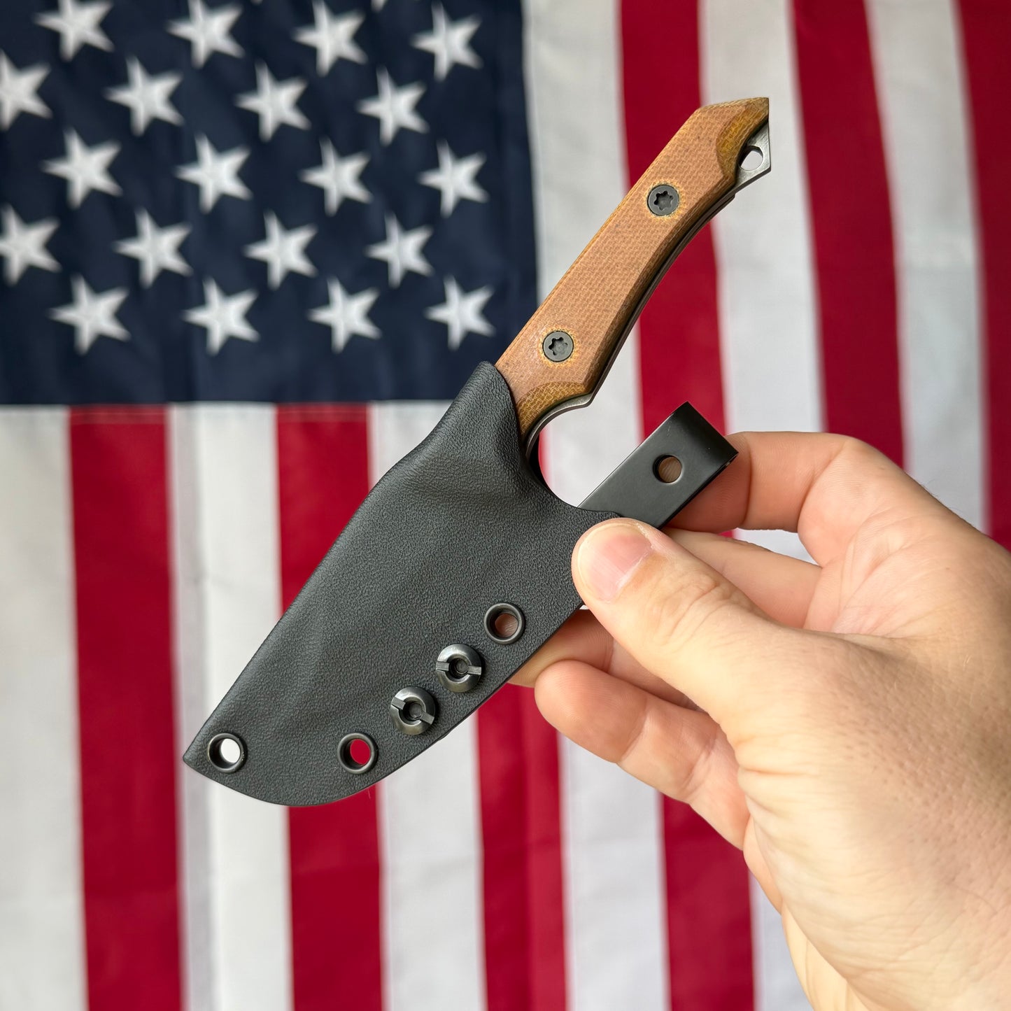 Brass Brigade J-KAL Texas Pocket Bowie 2.75" Fixed Blade – Natural Micarta, Green Liners, CPM-154 Grant's Grinds – LSKS Exclusive – Made in USA