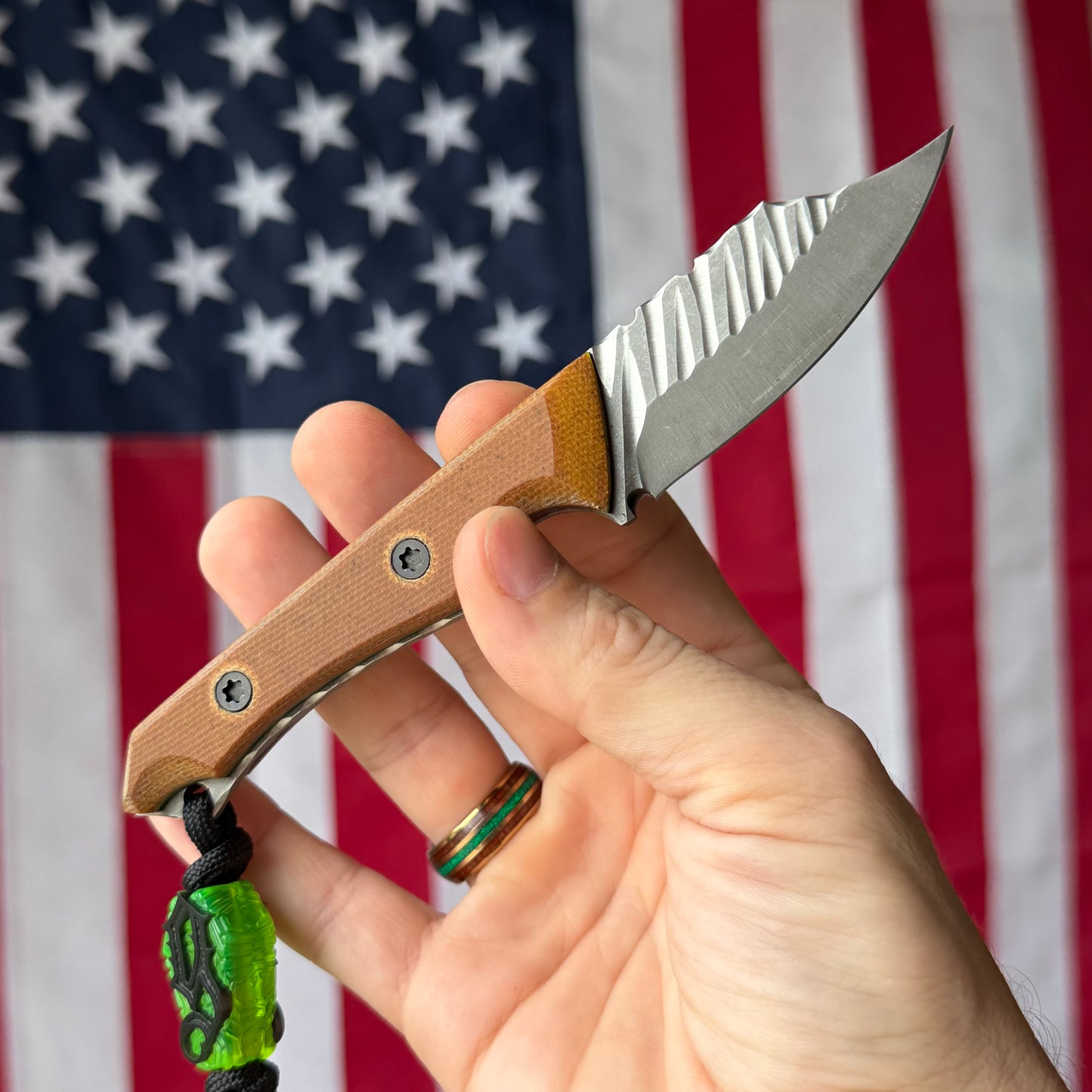 Brass Brigade J-KAL Texas Pocket Bowie 2.75" Fixed Blade – Hand-Textured, Micarta, CPM-154 Grant's Grinds – LSKS Exclusive, One of One – Made in USA
