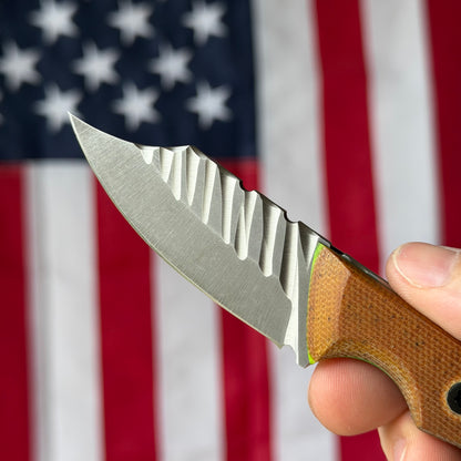 Brass Brigade J-KAL Texas Pocket Bowie 2.75" Fixed Blade – Hand-Textured, Micarta, CPM-154 Grant's Grinds – LSKS Exclusive, One of One – Made in USA