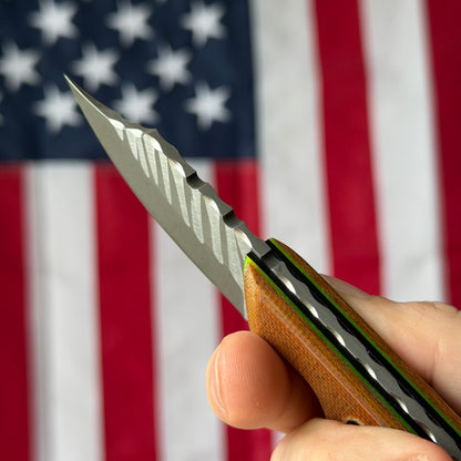 Brass Brigade J-KAL Texas Pocket Bowie 2.75" Fixed Blade – Hand-Textured, Micarta, CPM-154 Grant's Grinds – LSKS Exclusive, One of One – Made in USA