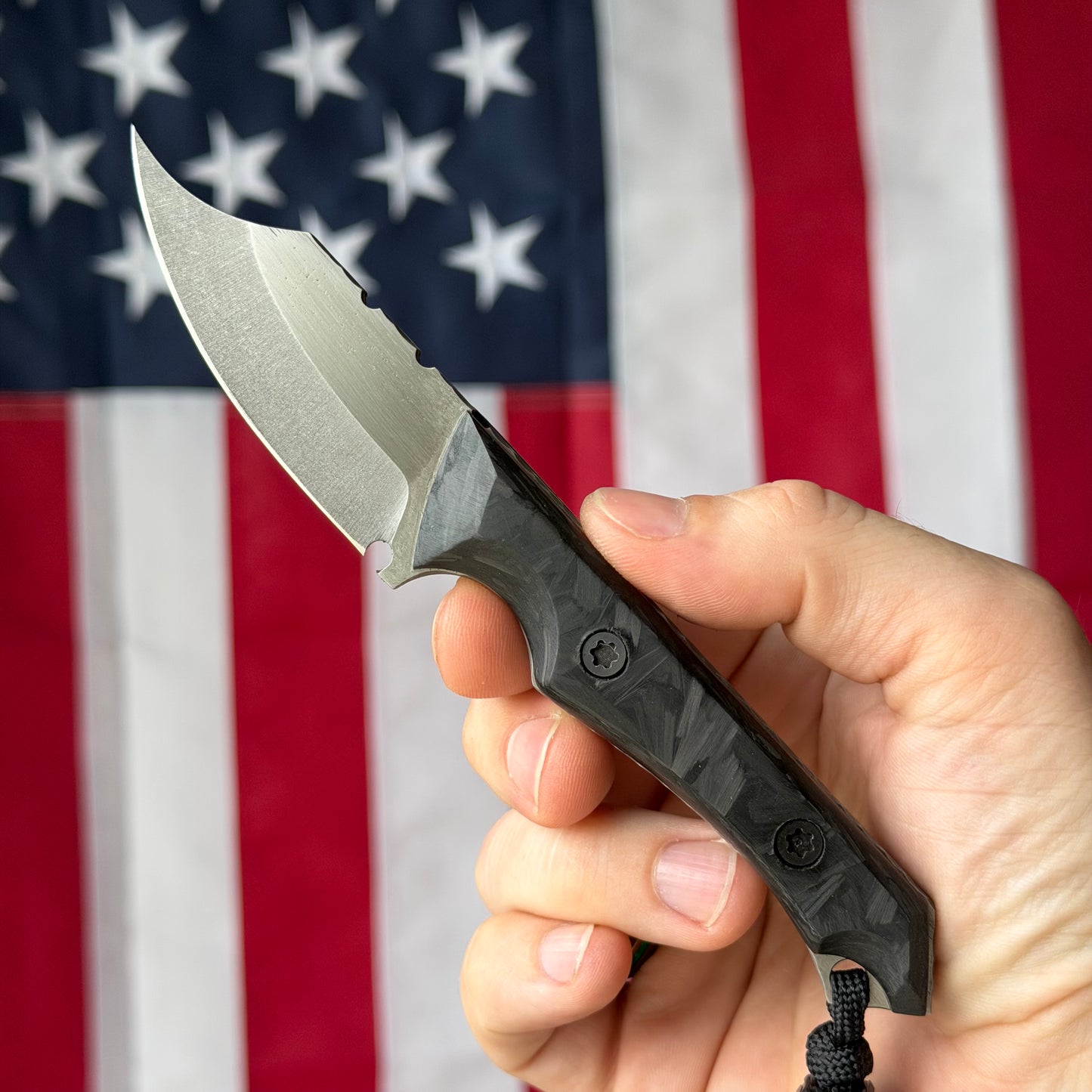 Brass Brigade J-KAL Texas Pocket Bowie 2.75" Fixed Blade – Black Carbon Fiber, CPM-154 Grant's Grinds, Ulticlip – LSKS Exclusive – Made in USA