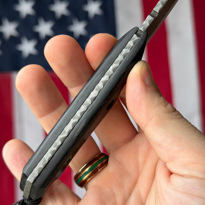 Brass Brigade J-KAL Texas Pocket Bowie 2.75" Fixed Blade – Black Carbon Fiber, CPM-154 Grant's Grinds, Ulticlip – LSKS Exclusive – Made in USA