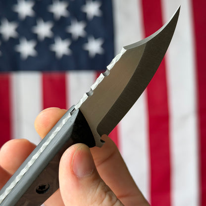 Brass Brigade J-KAL Texas Pocket Bowie 2.75" Fixed Blade – Black Carbon Fiber, CPM-154 Grant's Grinds, Ulticlip – LSKS Exclusive – Made in USA