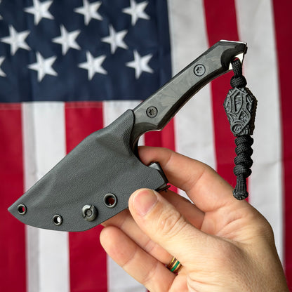 Brass Brigade J-KAL Texas Pocket Bowie 2.75" Fixed Blade – Black Carbon Fiber, CPM-154 Grant's Grinds, Ulticlip – LSKS Exclusive – Made in USA