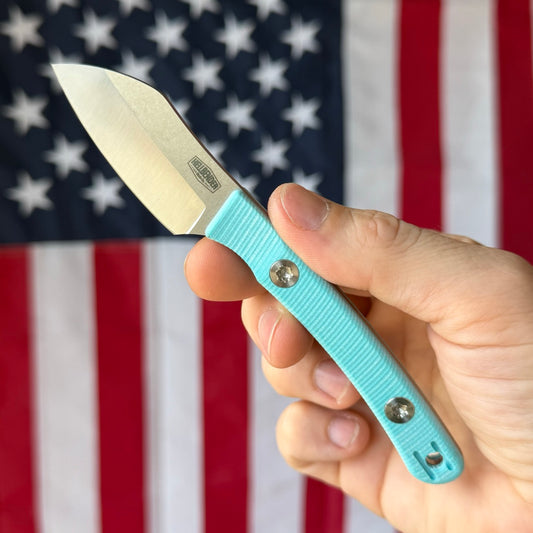 Hellbender Blade Co. Newt 2" Fixed Blade – Tiffany G10, MagnaCut Satin Sheepsfoot, Kydex Sheath – Made in USA