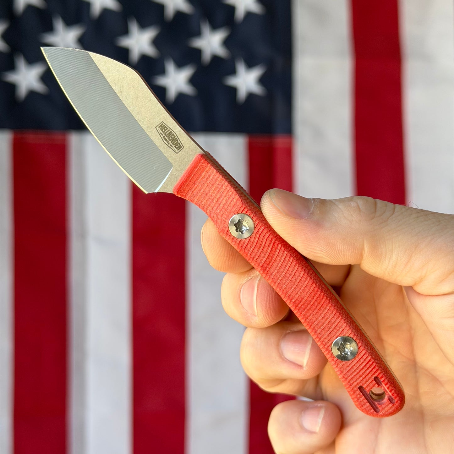 Hellbender Blade Co. Newt 2" Fixed Blade – Red G10, MagnaCut Satin Sheepsfoot, Kydex Sheath – Made in USA