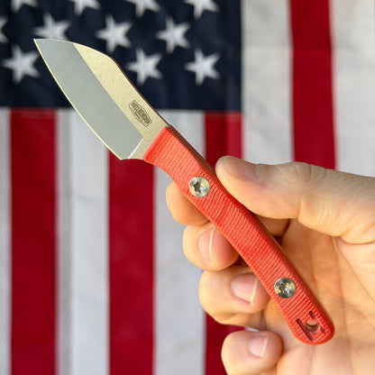 Hellbender Blade Co. Newt 2" Fixed Blade – Red G10, MagnaCut Satin Sheepsfoot, Kydex Sheath – Made in USA