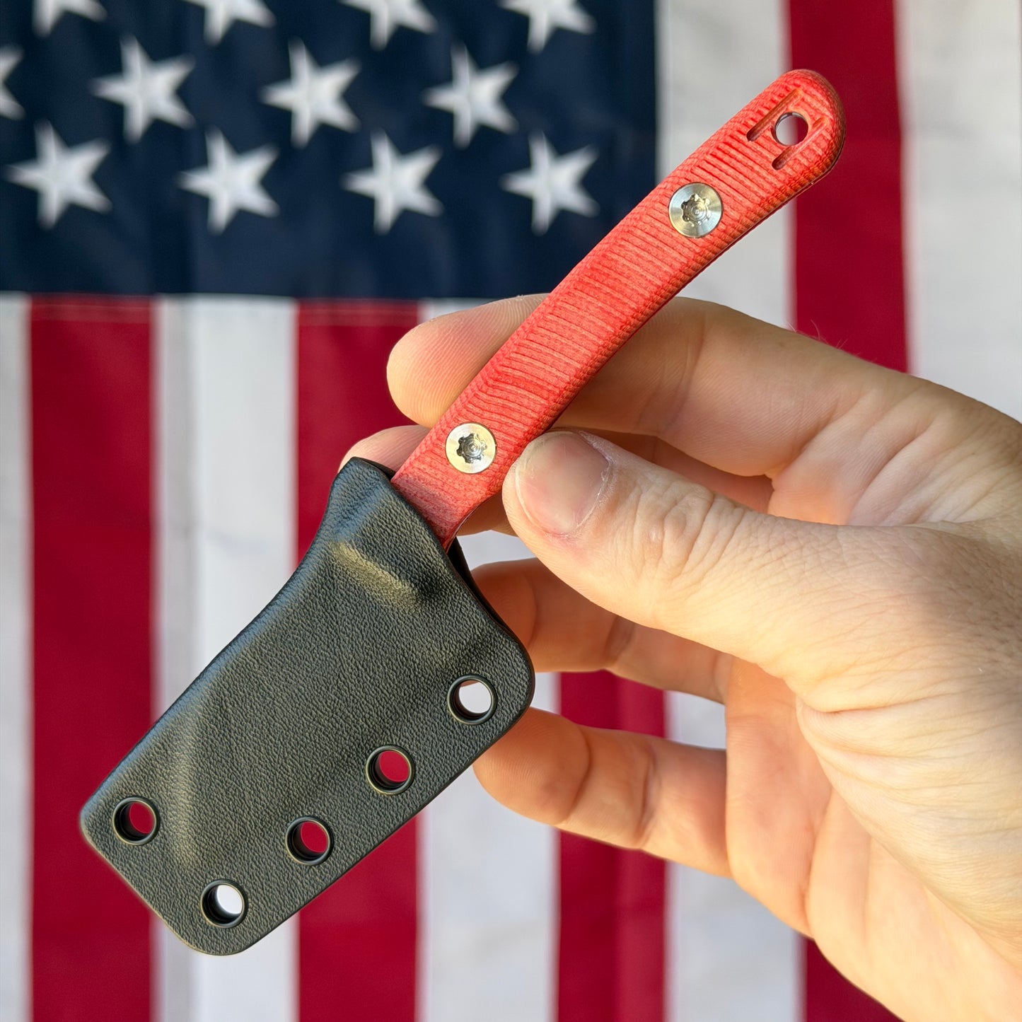 Hellbender Blade Co. Newt 2" Fixed Blade – Red G10, MagnaCut Satin Sheepsfoot, Kydex Sheath – Made in USA
