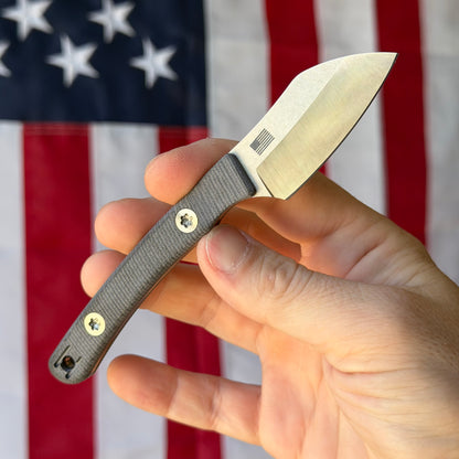 Hellbender Blade Co. Newt 2" Fixed Blade – Black G10, MagnaCut Satin Sheepsfoot, Leather Sheath – Made in USA