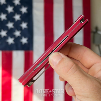 Pro-Tech Scapegoat Fullsize Auto, Ramon Chavez Design, Battleworn Red Aluminum, Stonewash MagnaCut, Gold PVD, CCKS Fall 2026 - Made in USA (CCKSF26.ScapegoatF.1)