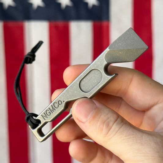NGMCo. Chubby ATT 4" Titanium Prybar – 6Al4V, Machined and Stonewash Finish – Made in USA