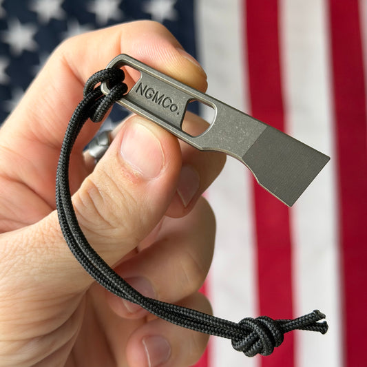 NGMCo. Maggie Sleeper 2.5" Titanium Keychain Prybar – 6Al4V, Pry Tip, Scraper, Nail Puller – Made in USA
