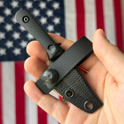 Radio Silence Chikadee 2.5" Fixed Blade – NSM Wear (CruWear) 63-64 HRC, Double Black Canvas Micarta, Kydex Sheath – Made in USA