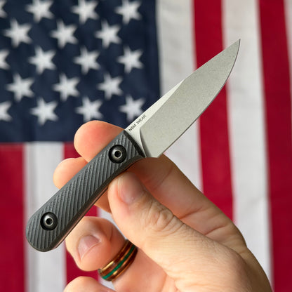 Radio Silence Chikadee 2.5" Fixed Blade – NSM Wear (CruWear) 63-64 HRC, Double Black Canvas Micarta, Kydex Sheath – Made in USA