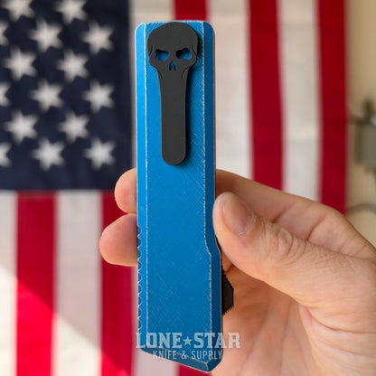 Chaves Dissident OTF Auto, M390 Drop Point, Battle Worn Blue Anodized, Nebula Carbon Fiber Inlay, Black PVD Titanium Hardware - Made in USA (CHAVES-DISSIDENT-BW-NEBULA-DP)