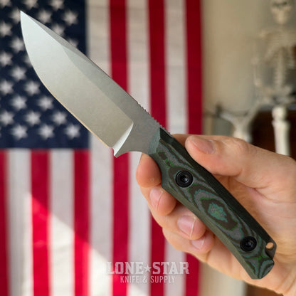 Leucadia Blade Co The LandShark - 3.5" MagnaCut Drop Point, Stonewash, Kelp Bed CamoCarbon, Leather or Kydex - Made in USA (LBC-LANDSHARK-KELPBED-SW)