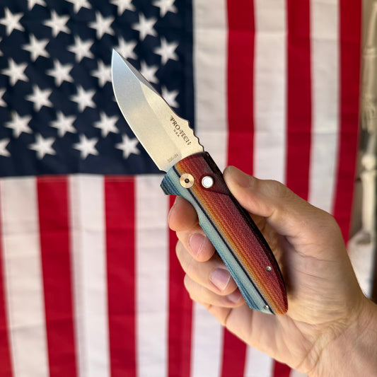 SBR Auto – Mexican Blanket G-Carta Handle, Stonewashed S35VN Blade – Made in USA (LG421-MEX)