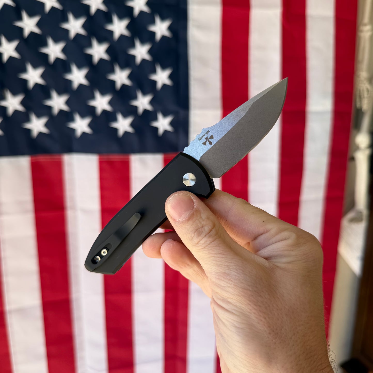 SBR Auto – Mexican Blanket G-Carta Handle, Stonewashed S35VN Blade – Made in USA (LG421-MEX)