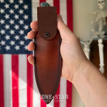 Leucadia Blade Co The LandShark - 3.5" MagnaCut Drop Point, Stonewash, Kelp Bed CamoCarbon, Leather or Kydex - Made in USA (LBC-LANDSHARK-KELPBED-SW)