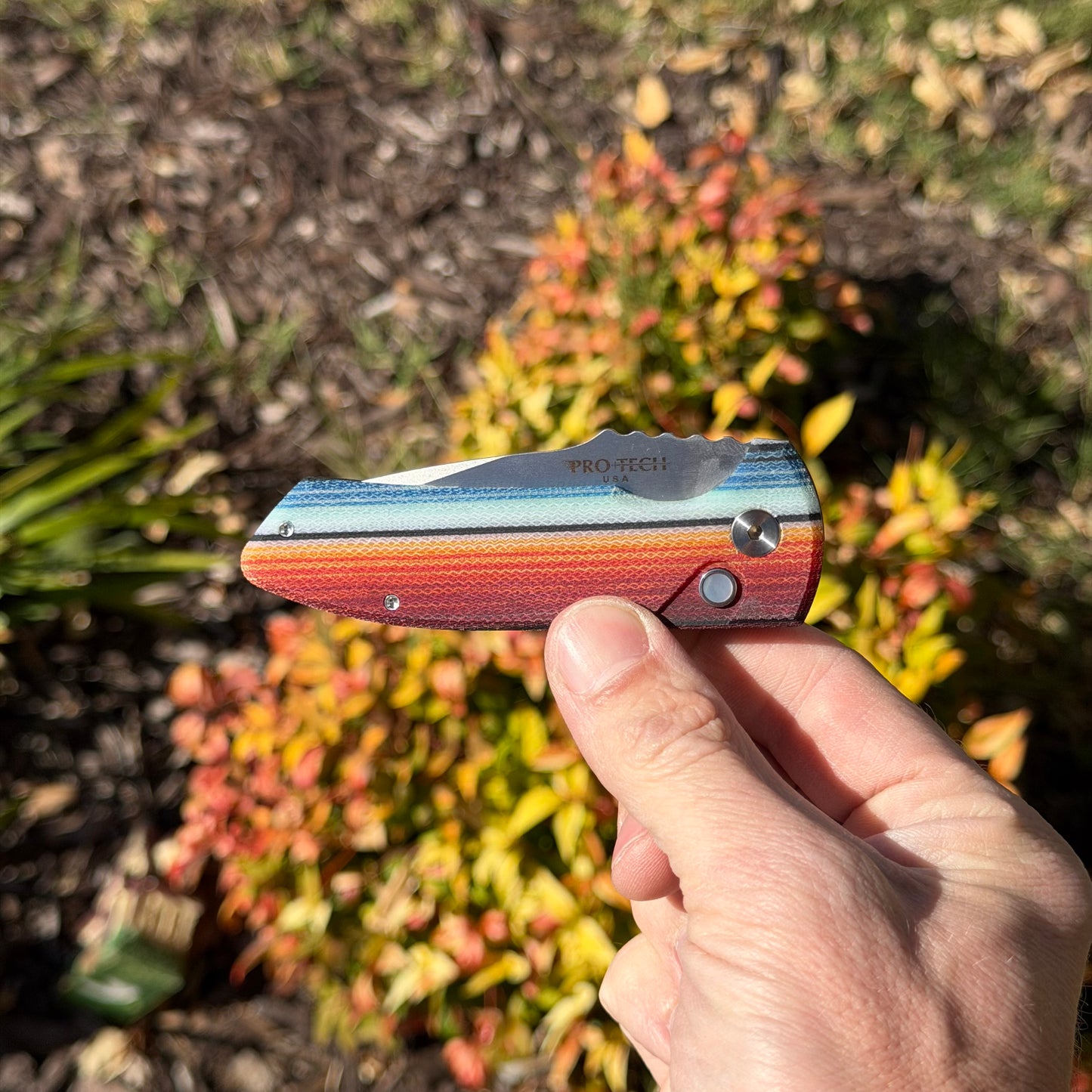 SBR Auto – Mexican Blanket G-Carta Handle, Stonewashed S35VN Blade – Made in USA (LG421-MEX)