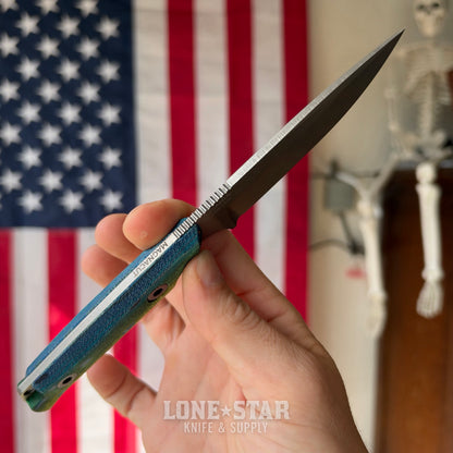 Leucadia Blade Co The LandShark - 3.5" MagnaCut Drop Point, Stonewash, Mahi GCarta, Leather or Kydex - Made in USA (LBC-LANDSHARK-MAHI-SW)
