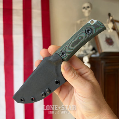 Leucadia Blade Co The LandShark - 3.5" MagnaCut Drop Point, Stonewash, Kelp Bed CamoCarbon, Leather or Kydex - Made in USA (LBC-LANDSHARK-KELPBED-SW)