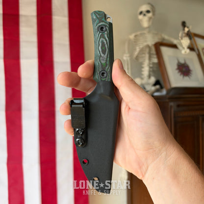 Leucadia Blade Co The LandShark - 3.5" MagnaCut Drop Point, Stonewash, Kelp Bed CamoCarbon, Leather or Kydex - Made in USA (LBC-LANDSHARK-KELPBED-SW)