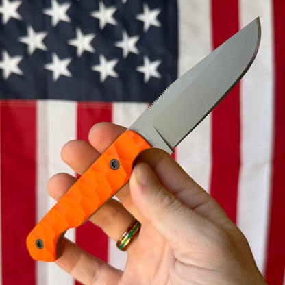 Sojourner Nomad 3.5" Fixed Blade – Hazard Orange G10, CPM MagnaCut Sandblasted – Made in USA