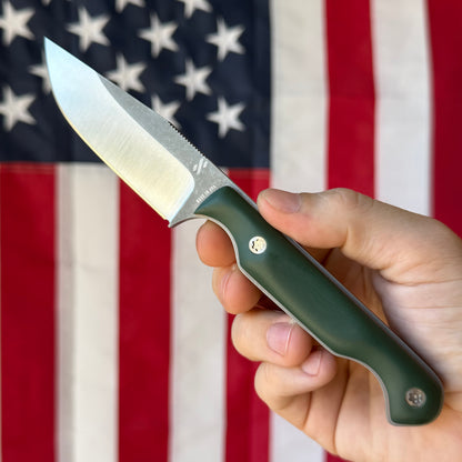 Sojourner Nomad 3.5" Fixed Blade – Forest Green G10, Hazard Orange Liners, CPM MagnaCut Two-Tone – Made in USA