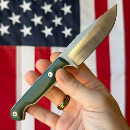 Sojourner Nomad 3.5" Fixed Blade – Forest Green G10, Hazard Orange Liners, CPM MagnaCut Two-Tone – Made in USA