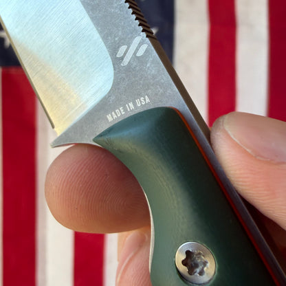 Sojourner Nomad 3.5" Fixed Blade – Forest Green G10, Hazard Orange Liners, CPM MagnaCut Two-Tone – Made in USA